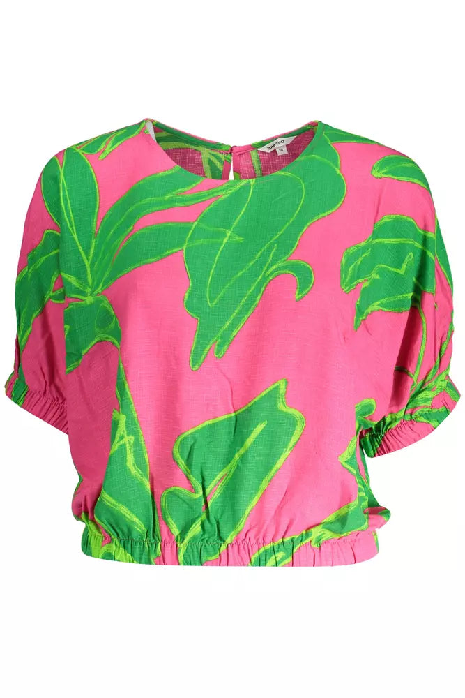 Blouse Desigual Chic en Viscose Rose avec Détails Contrastés