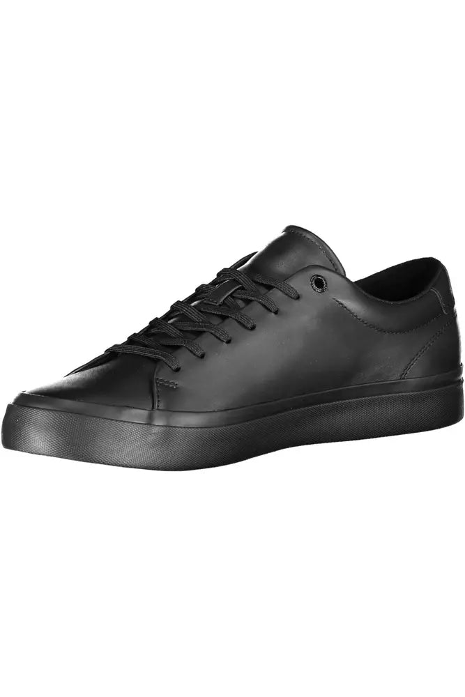 Tommy Hilfiger Black Leather Men Sneaker