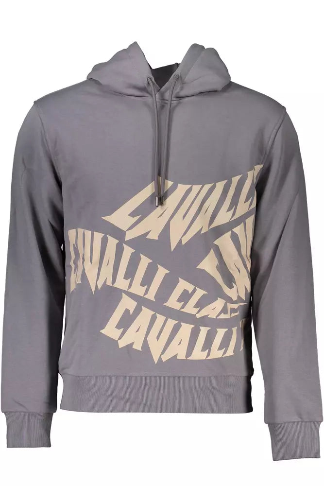 Cavalli Class - Sweat-shirt à capuche gris élégant, coupe classique