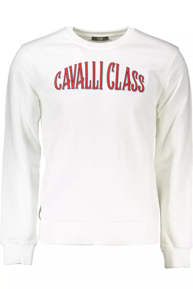 Sweat-shirt brodé blanc élégant Cavalli Class