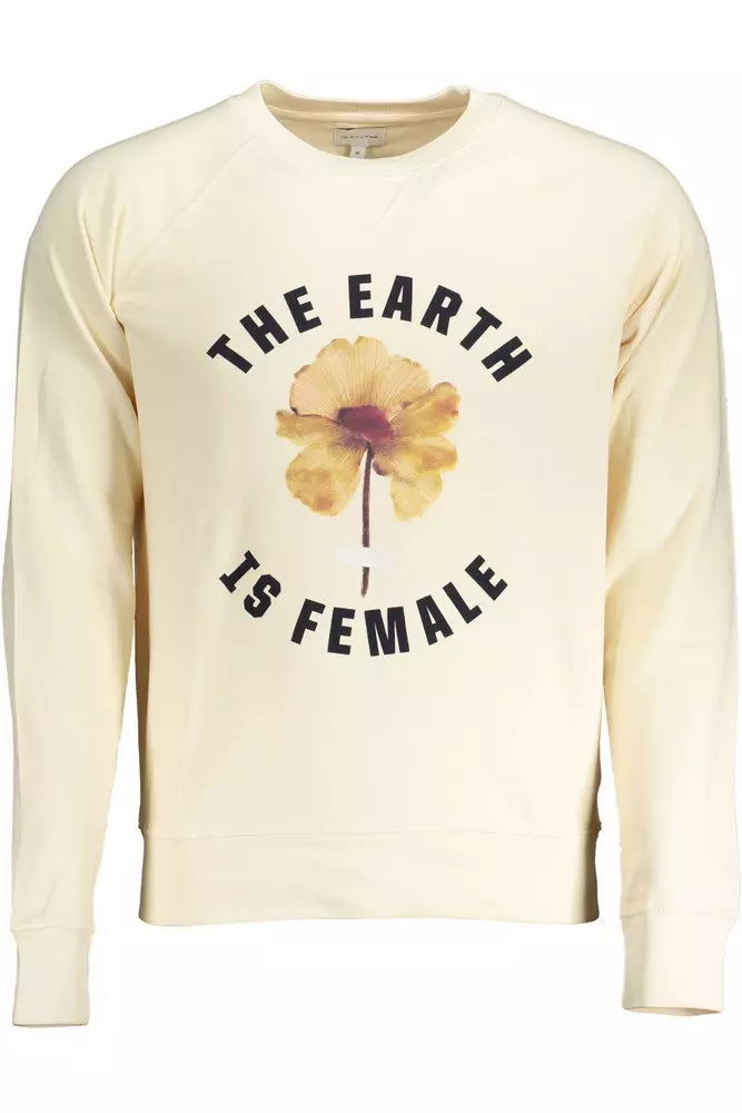 Gant Chic Sweat-shirt en coton beige avec logo imprimé