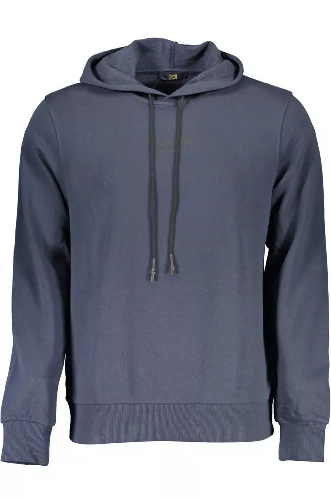 Sweat à capuche en coton bleu Cavalli Class avec logo imprimé