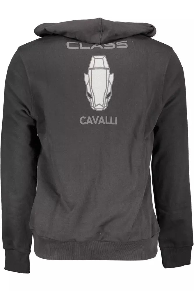 Cavalli Class élégant sweat à capuche en coton noir