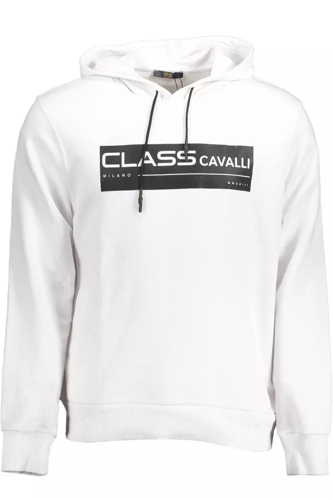 Cavalli Class Classy Sweat-shirt à capuche en coton blanc