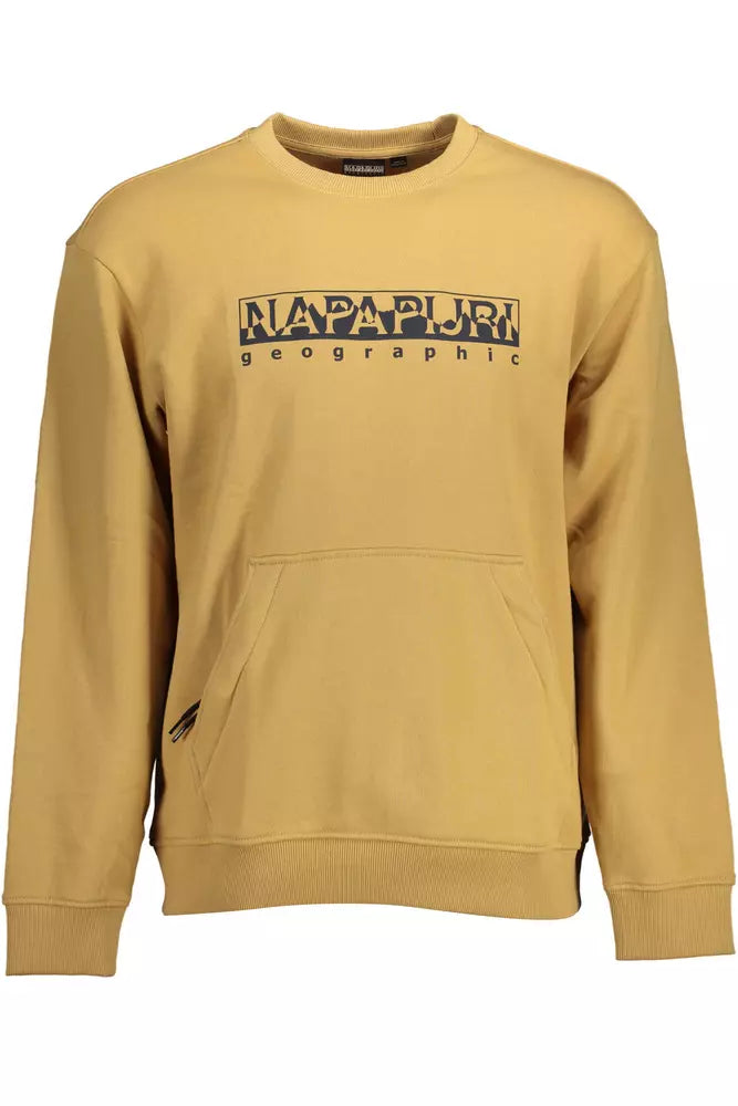 Napapijri Sweat-shirt en coton beige avec poche centrale zippée