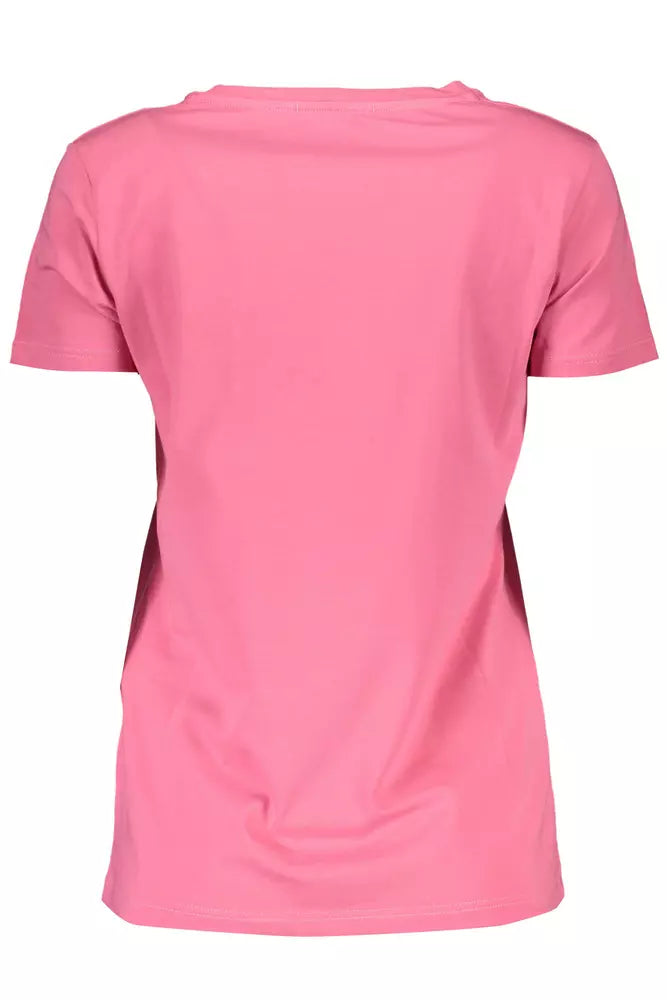 T-shirt brodé rose Scervino Street Chic avec détails contrastés