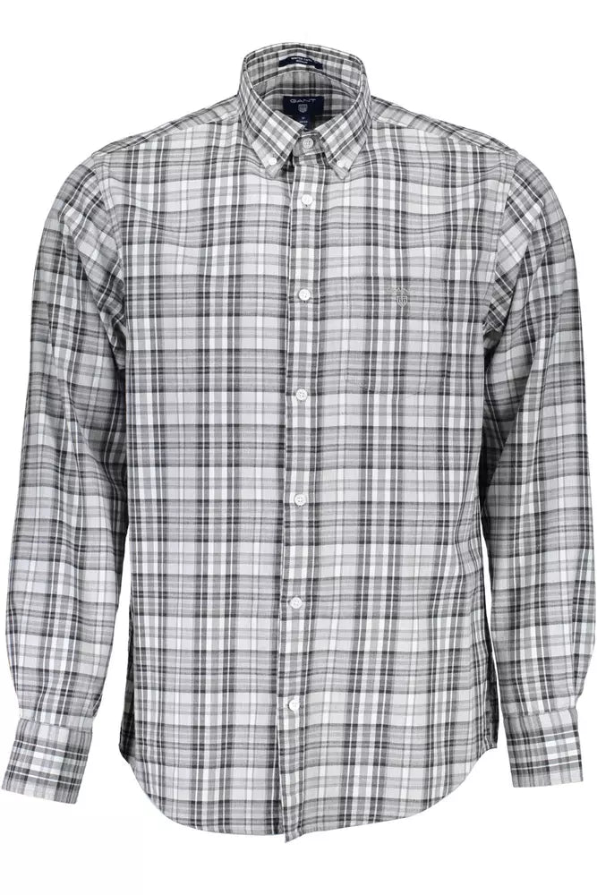 Gant Chemise Homme Élégante à Manches Longues en Coton Gris