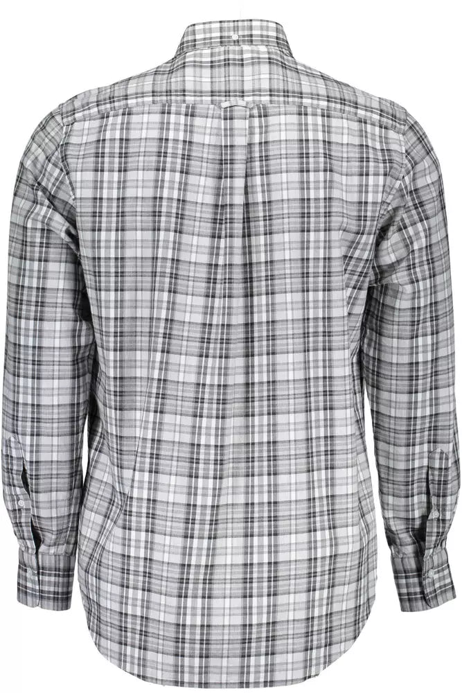 Gant Chemise Homme Élégante à Manches Longues en Coton Gris