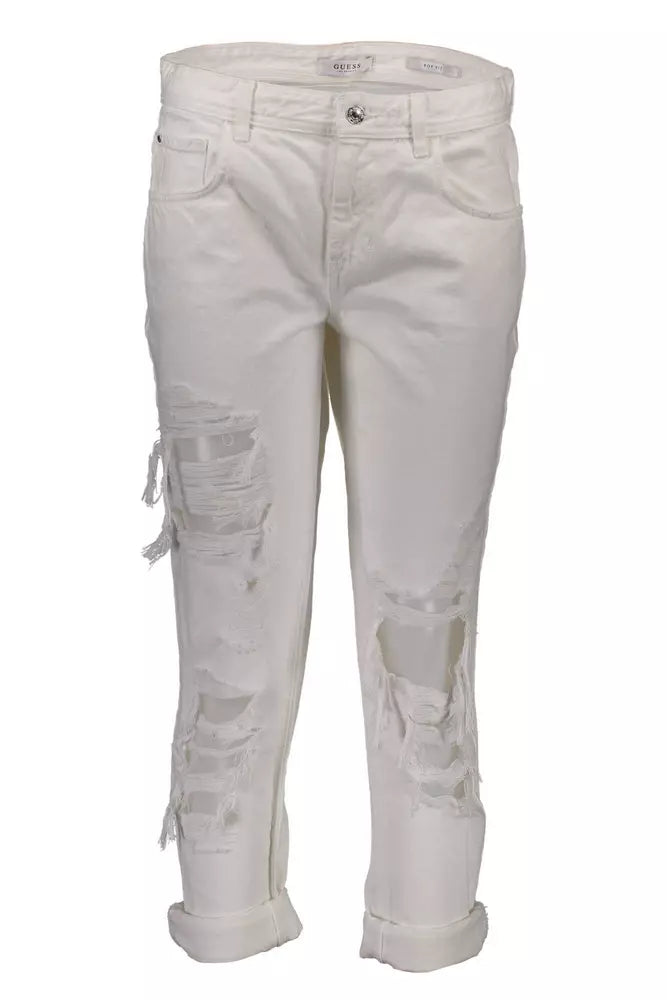 Guess Jeans Chic Enchanteresse En Denim Vieilli Blanc