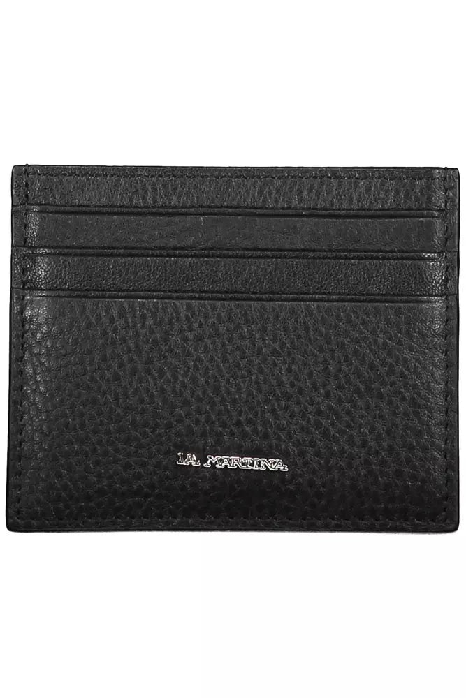 La Martina Sleek Black Leather Card Holder