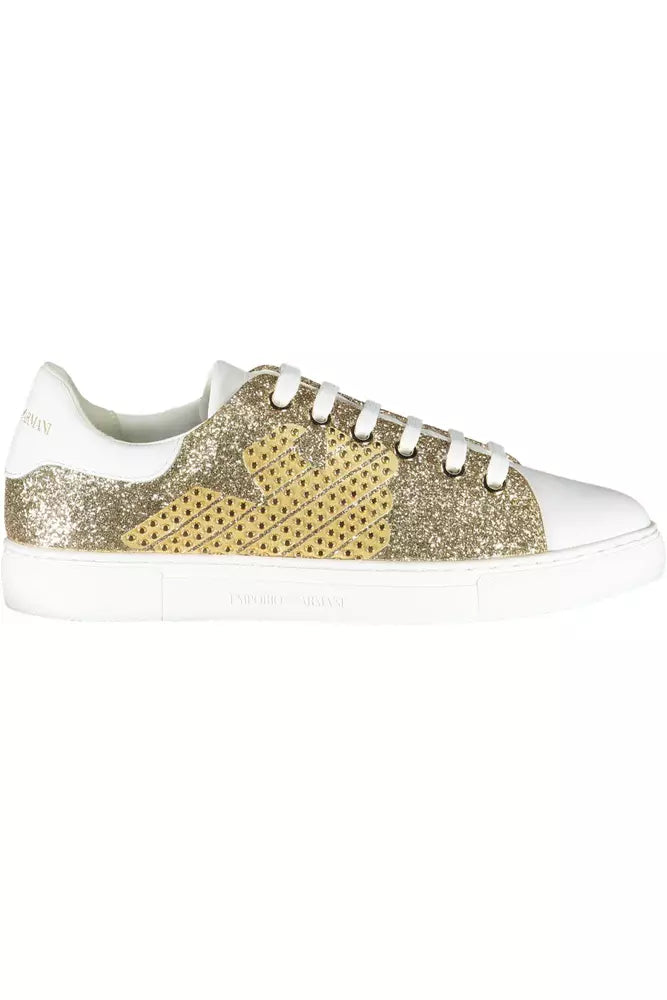 Baskets de sport à lacets dorées brillantes Emporio Armani