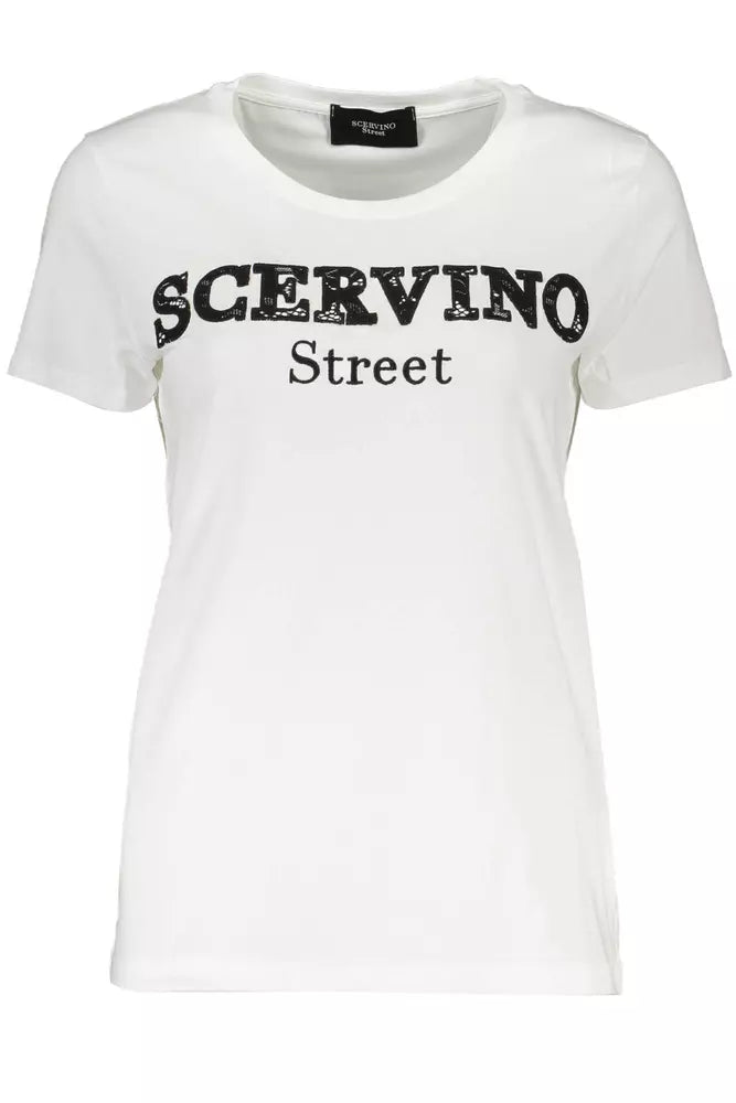 T-shirt blanc Scervino Street Chic avec broderie contrastée