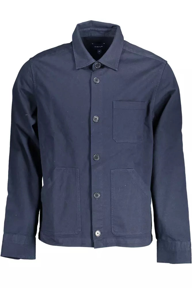 Gant Chemise élégante en coton bleu à manches longues