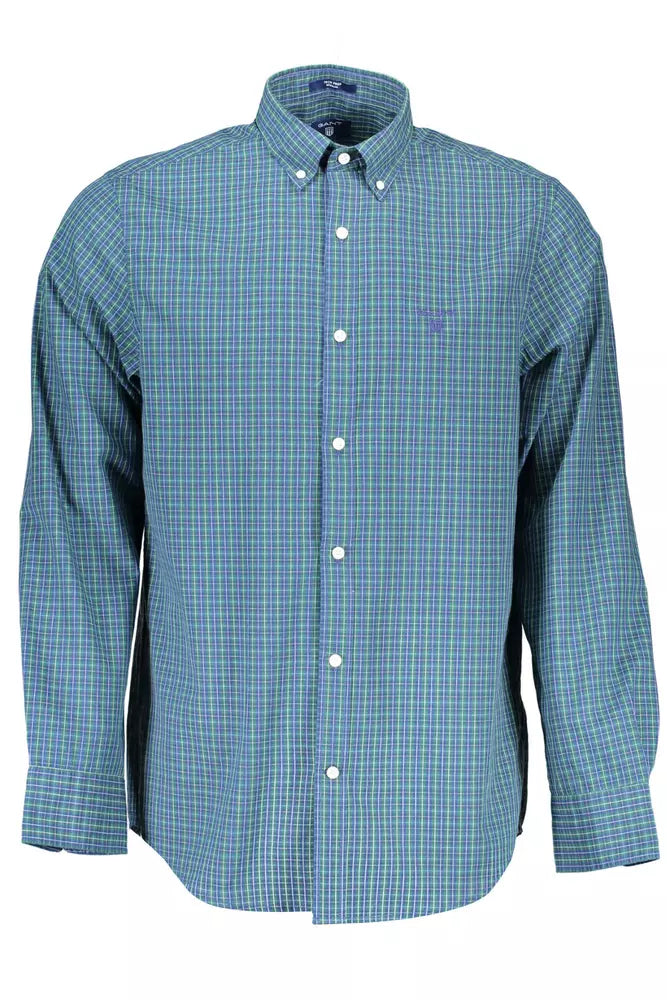 Gant Chemise bleue élégante en coton mélangé à manches longues