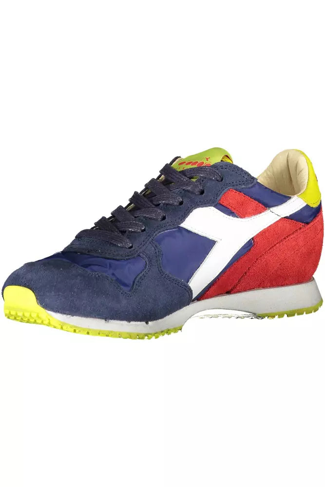 Diadora élégantes baskets à lacets bleues contrastées