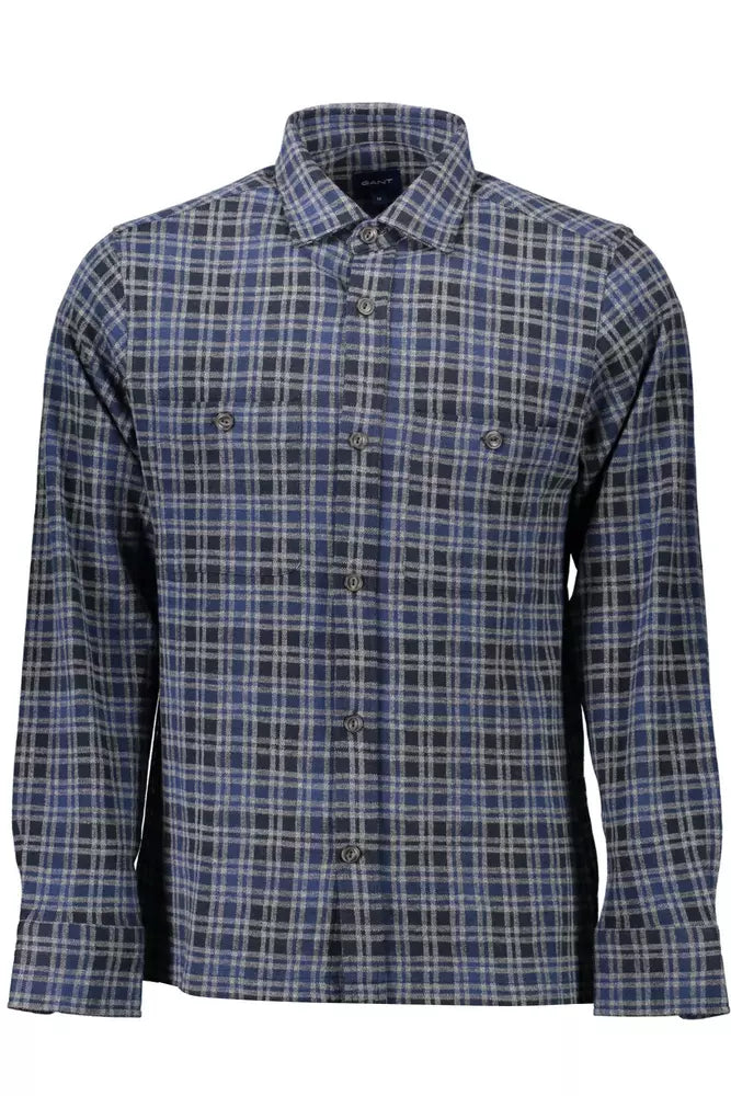 Gant Chemise élégante en coton bleu à manches longues