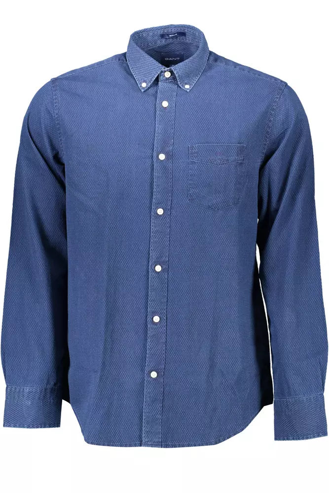 Chemise Homme Gant Bleu Coton Regular Fit