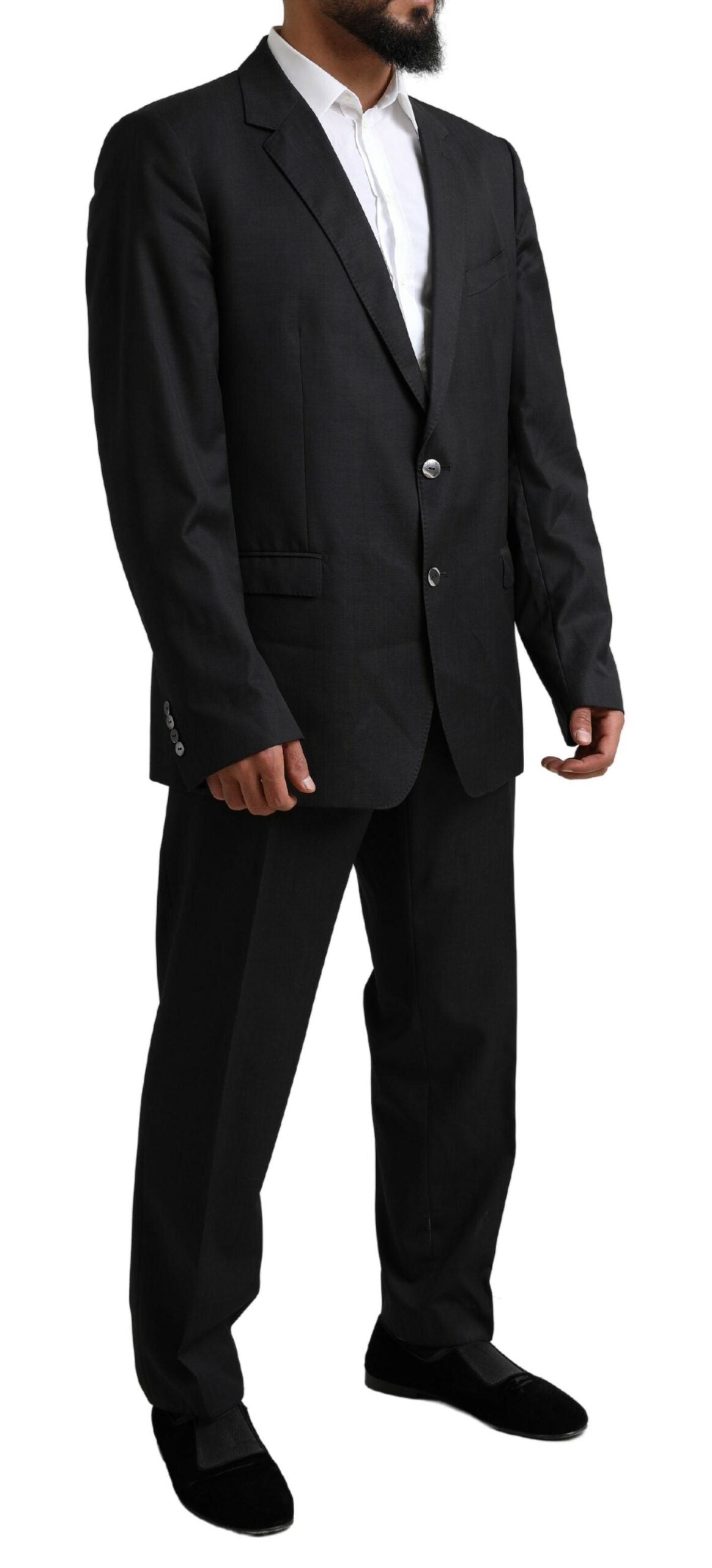 Dolce & Gabbana Elegant Black Virgin Wool Martini Suit