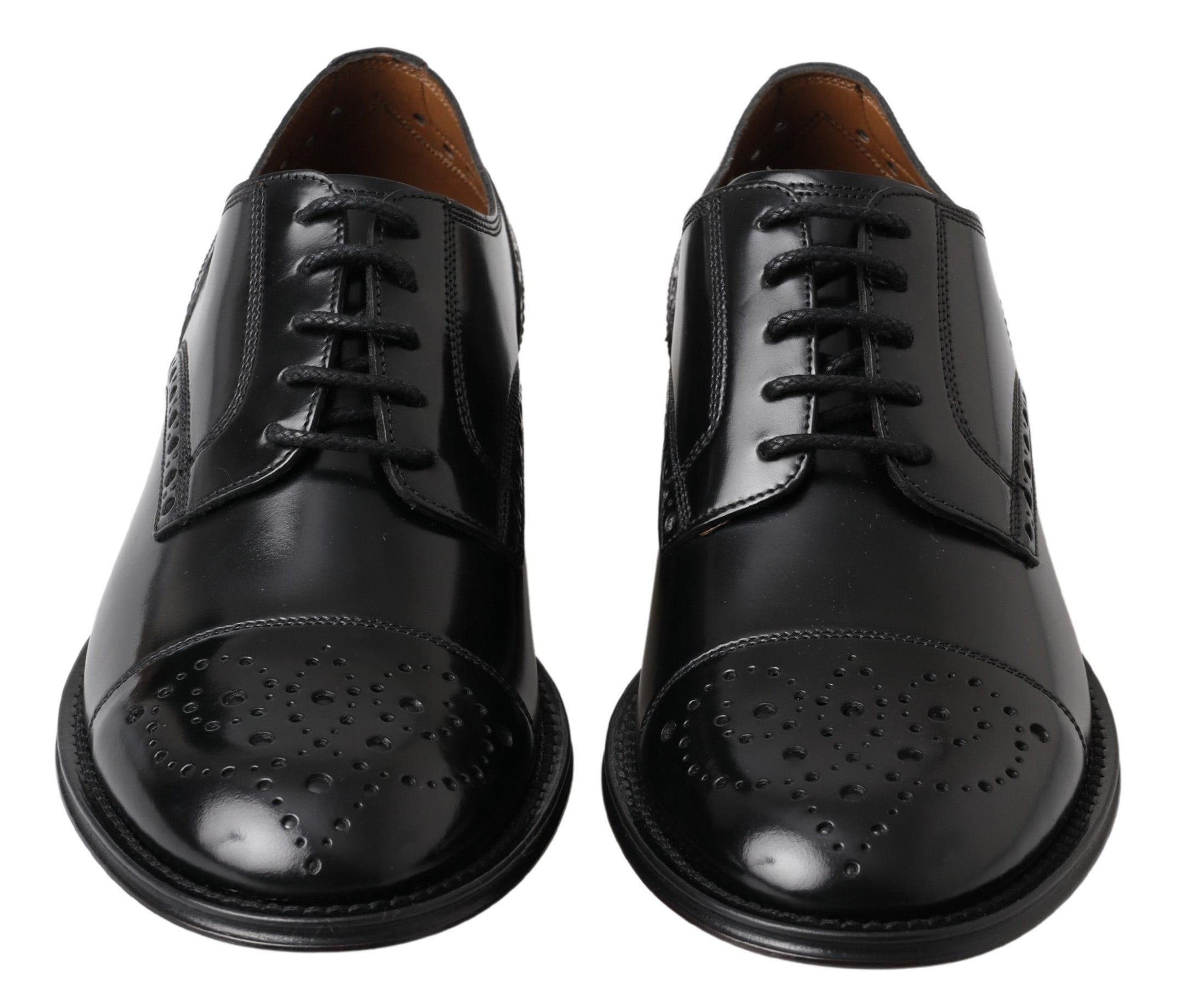 Dolce &amp; Gabbana élégantes chaussures Oxford en cuir noir à bout d'aile