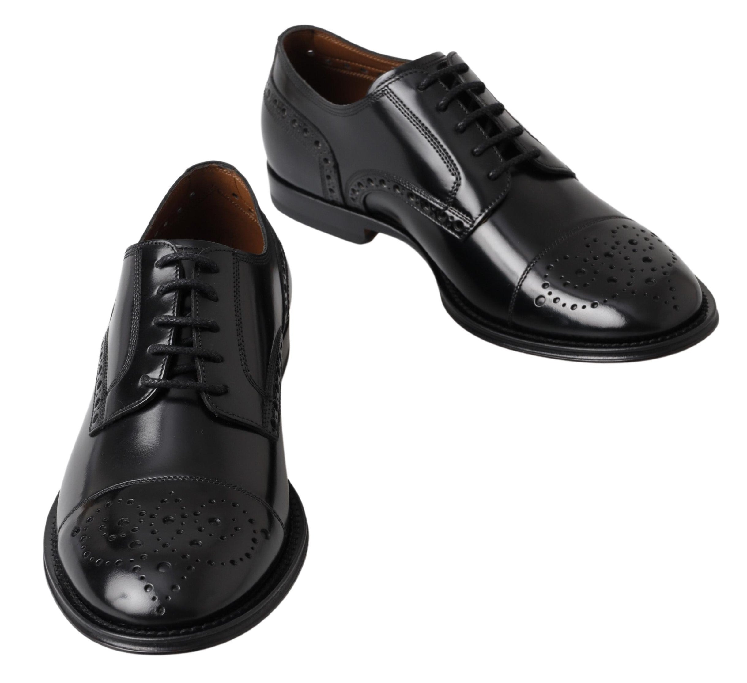 Dolce &amp; Gabbana élégantes chaussures Oxford en cuir noir à bout d'aile