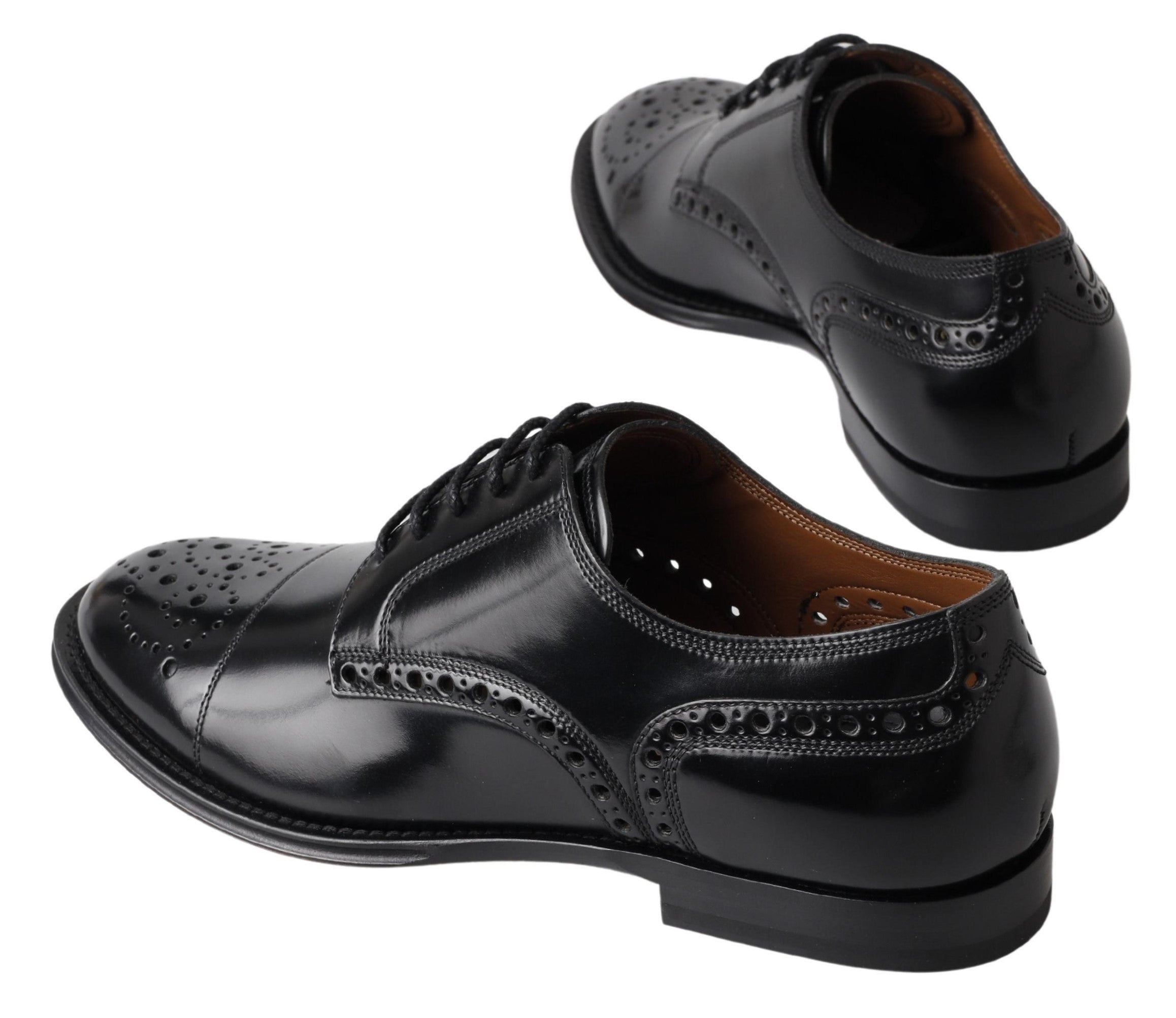 Dolce &amp; Gabbana élégantes chaussures Oxford en cuir noir à bout d'aile