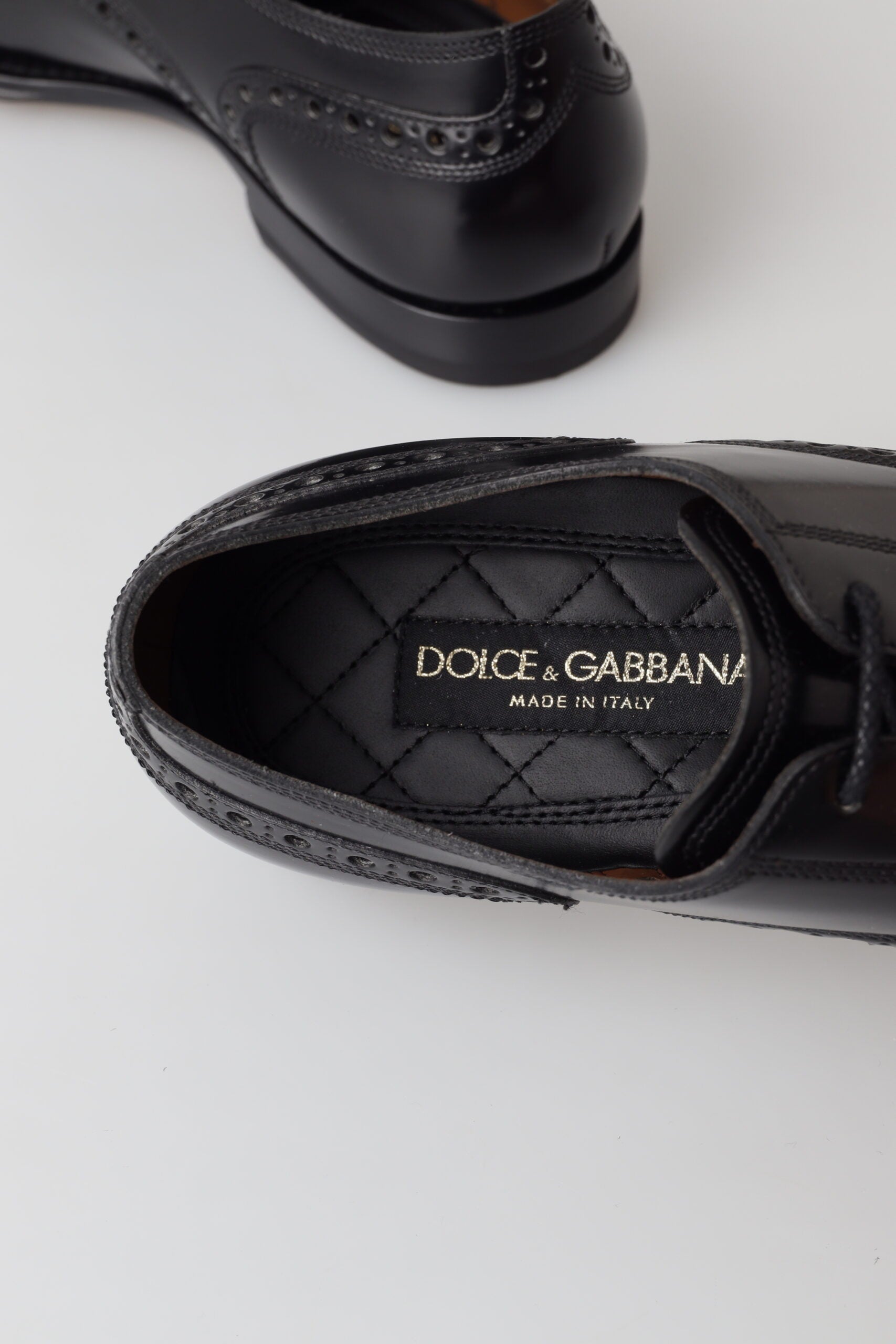 Dolce &amp; Gabbana élégantes chaussures Oxford en cuir noir à bout d'aile