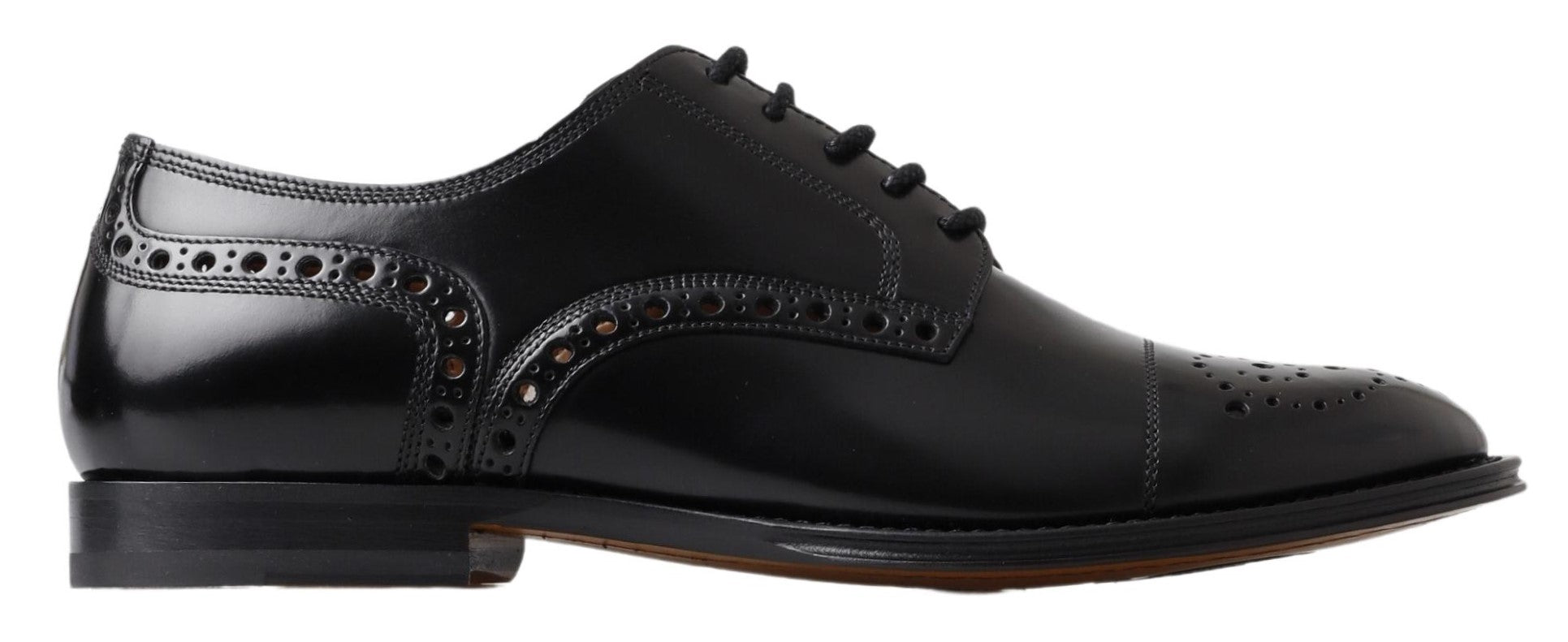 Dolce &amp; Gabbana élégantes chaussures Oxford en cuir noir à bout d'aile