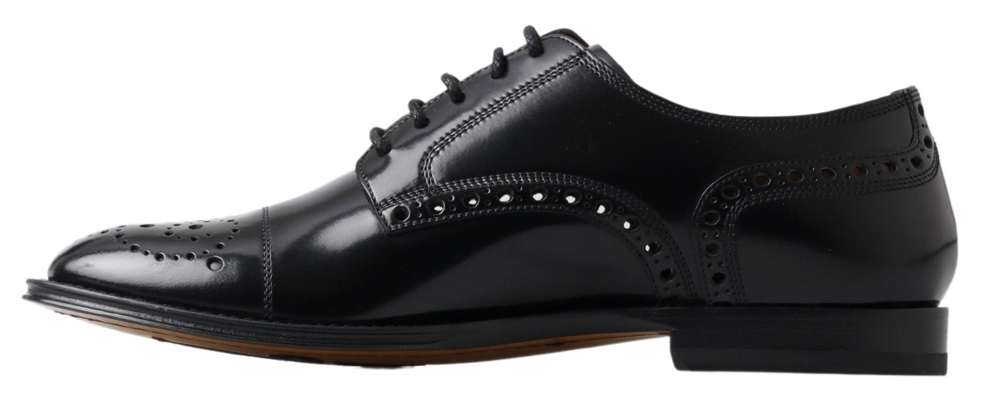 Dolce &amp; Gabbana élégantes chaussures Oxford en cuir noir à bout d'aile