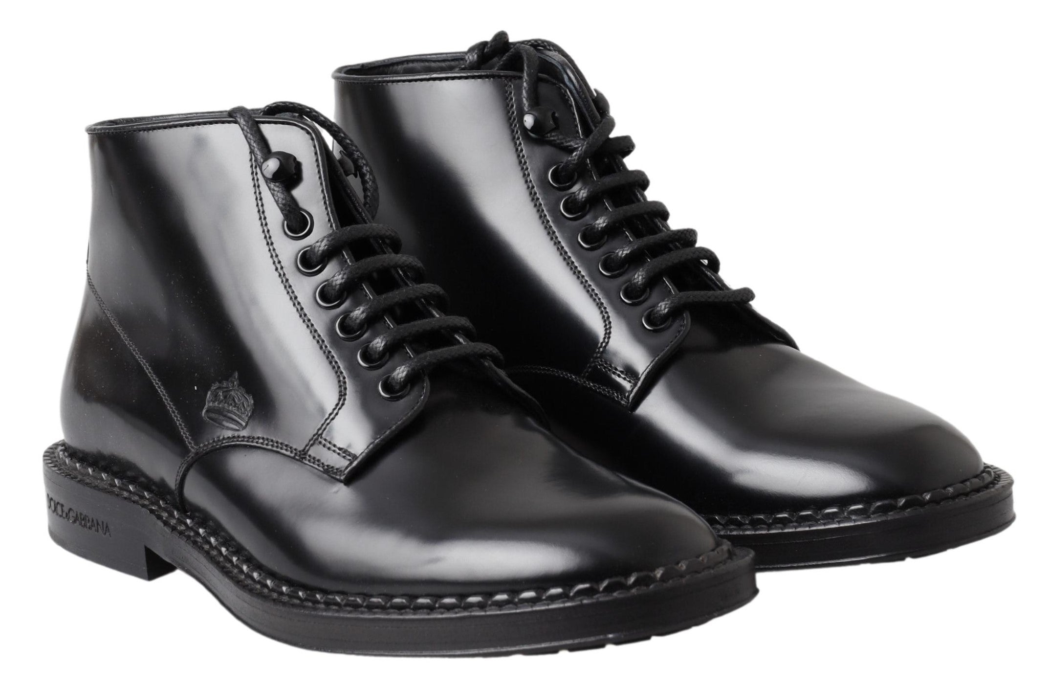 Dolce &amp; Gabbana Bottes élégantes en cuir noir pour hommes