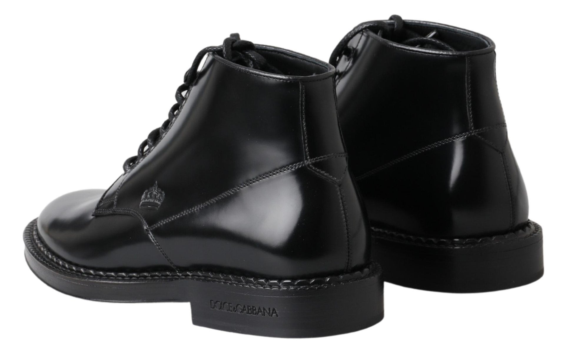 Dolce &amp; Gabbana Bottes élégantes en cuir noir pour hommes