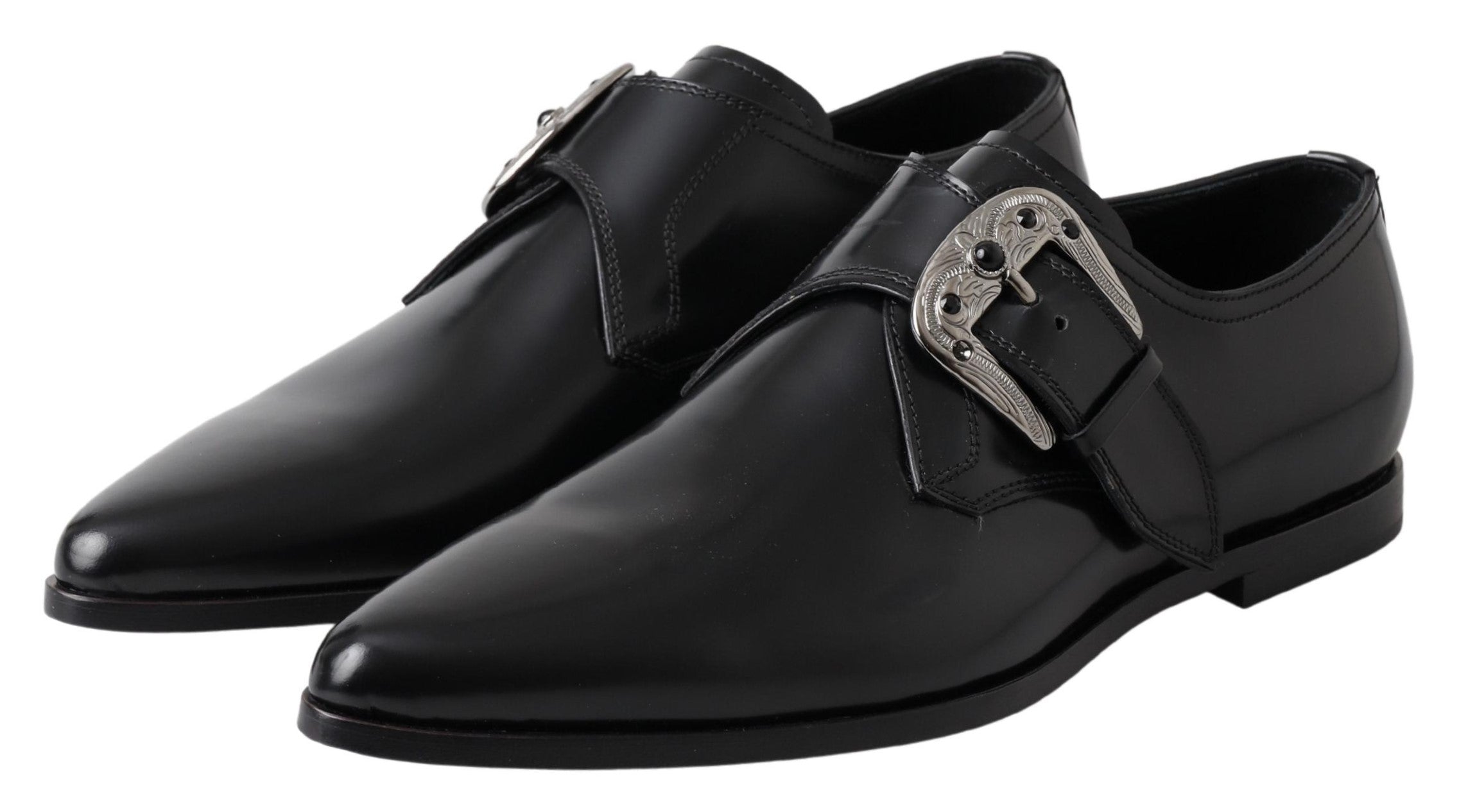 Dolce &amp; Gabbana Chaussures élégantes à sangle de moine en cuir noir