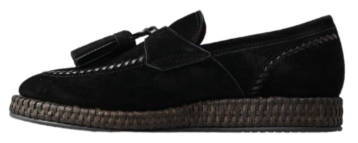 Dolce &amp; Gabbana Chic Baskets Espadrilles En Daim Noir