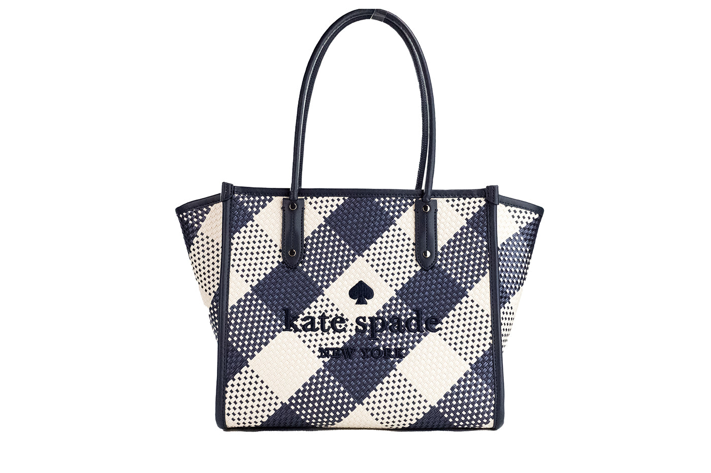 Kate Spade Ella Gingham Blazer Bleu surdimensionné tissé Sac fourre-tout à bandoulière