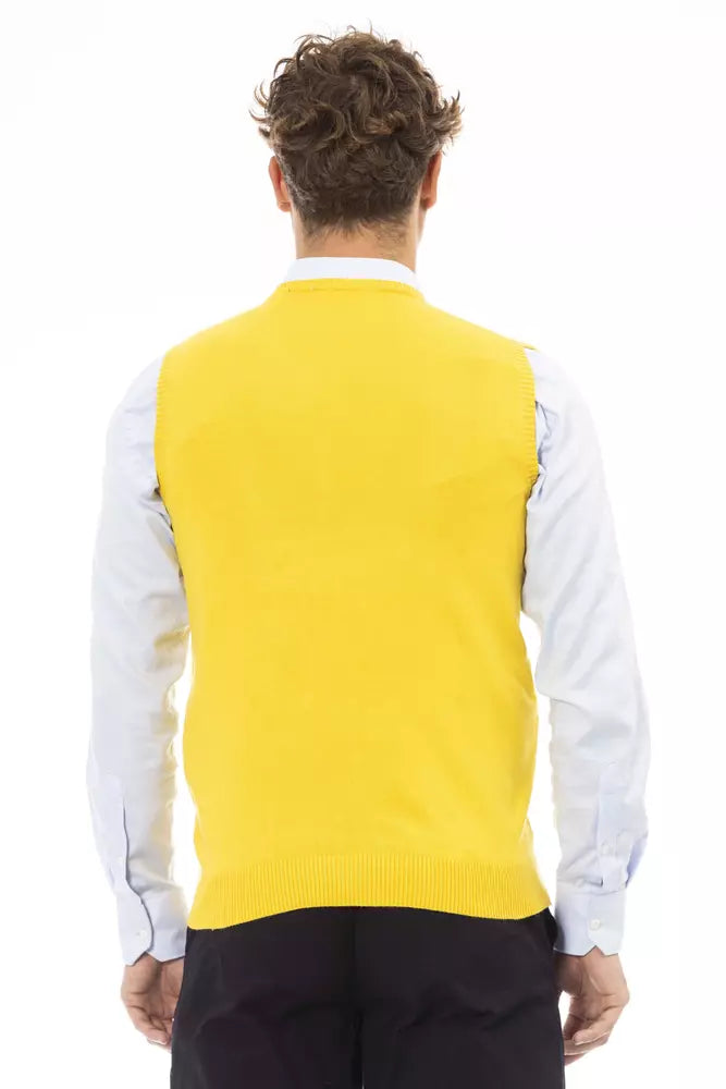 Alpha Studio Gilet jaune élégant à encolure en V