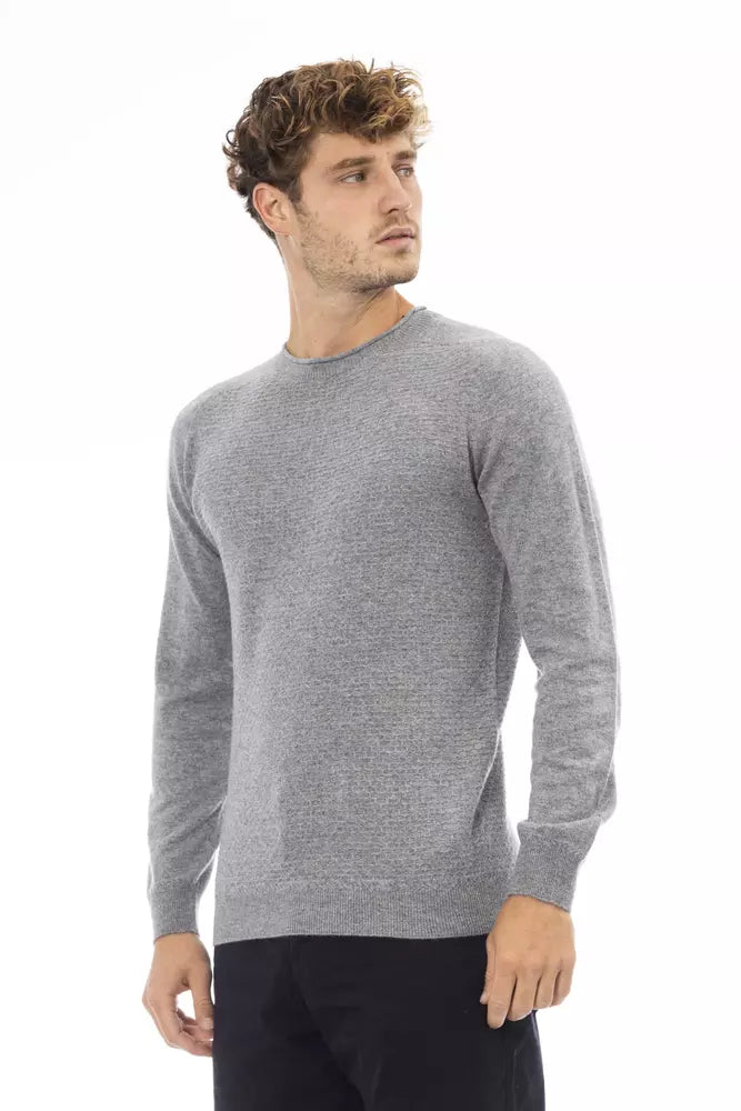 Pull ras du cou gris élégant Alpha Studio pour homme