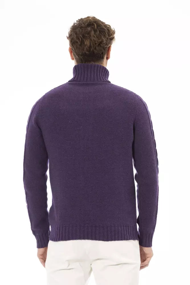 Alpha Studio Pull à col roulé violet élégant pour homme