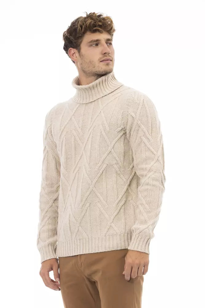 Pull Col Roulé Beige Alpha Studio - Winter Elegance