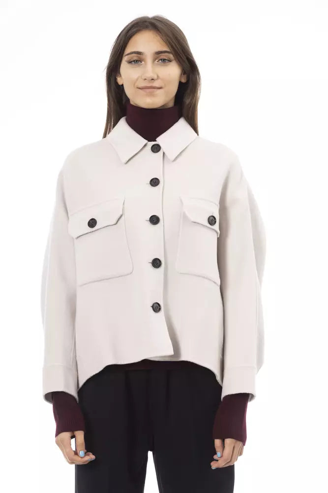 Veste chemise blanche en laine Alpha Studio Chic