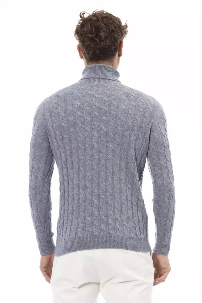 Alpha Studio élégant pull à col roulé bleu clair