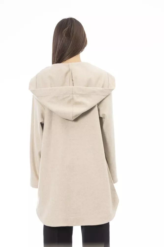 Alpha Studio Pull long à capuche beige élégant