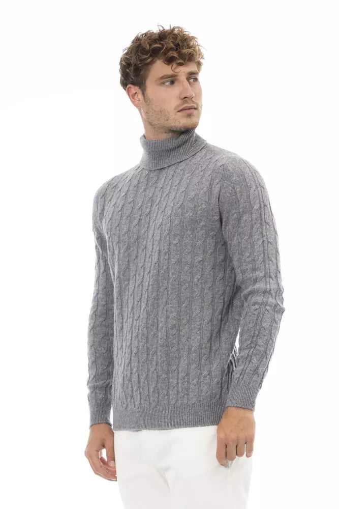 Alpha Studio Pull à col roulé gris élégant pour homme