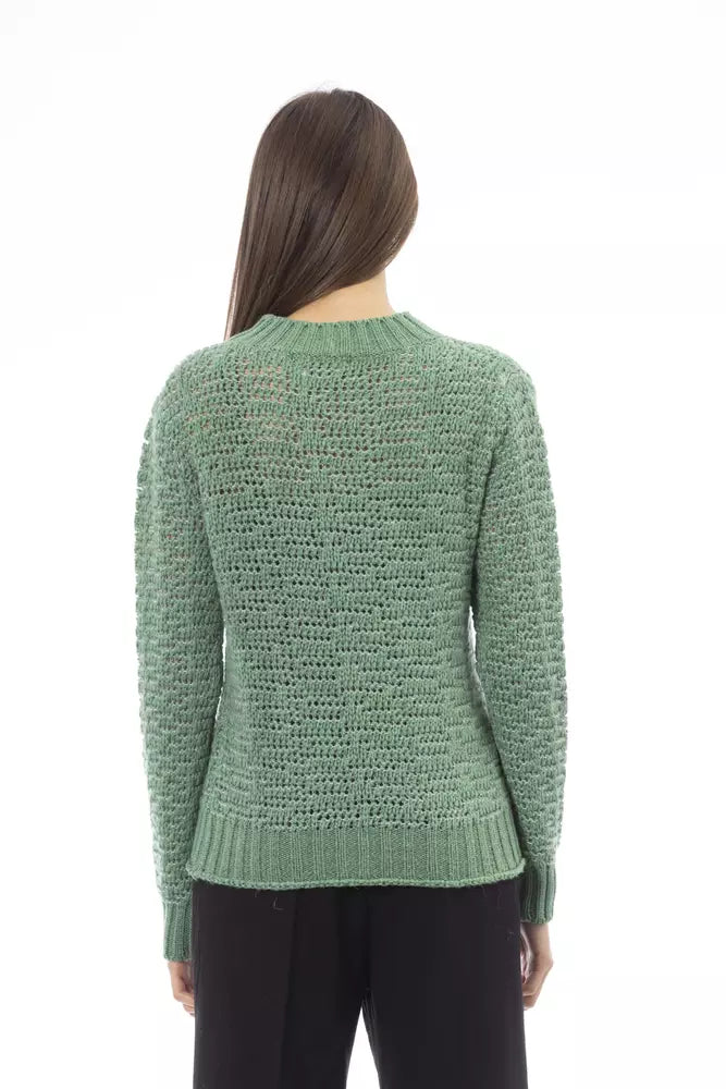 Alpha Studio Chic Pull vert à col montant pour elle