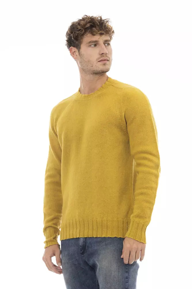 Pull en laine à col rond jaune radiant Alpha Studio