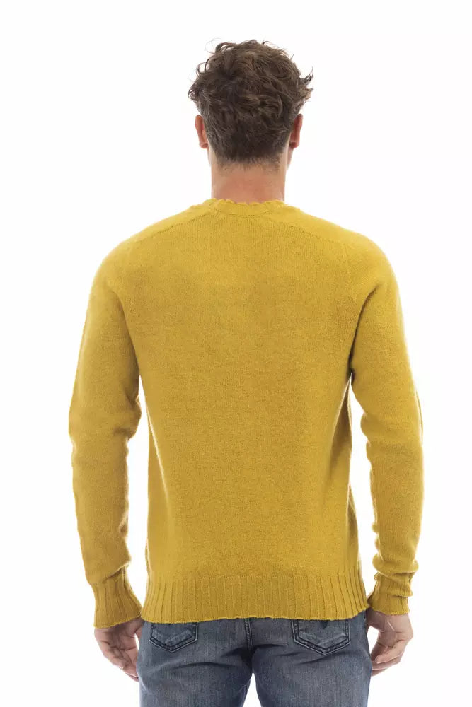 Pull en laine à col rond jaune radiant Alpha Studio