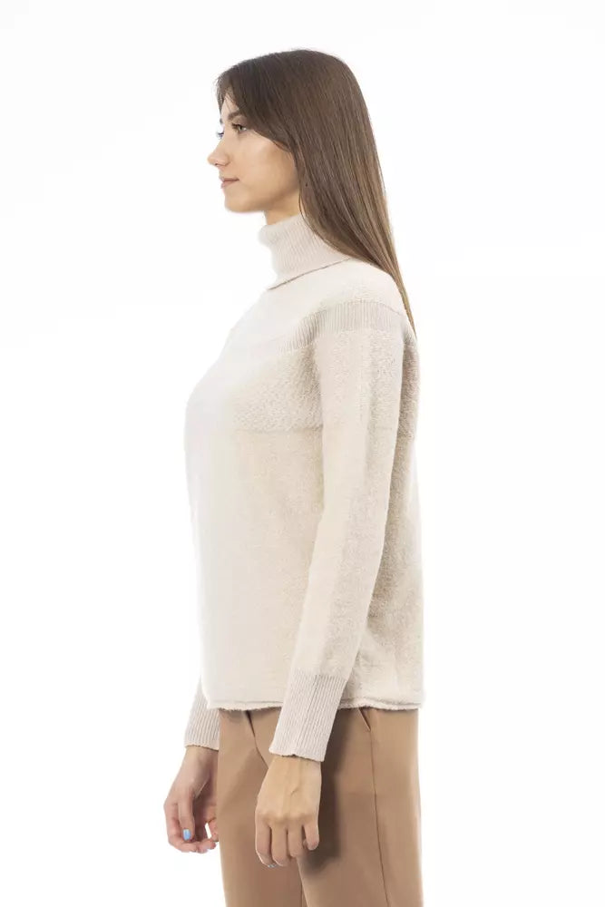 Alpha Studio élégant pull à col roulé beige