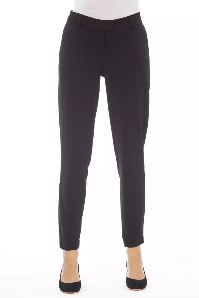 Pantalon noir élégant Alpha Studio avec poches passepoilées latérales