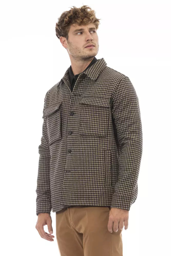 Alpha Studio Veste chemise élégante en laine mélangée pied-de-poule