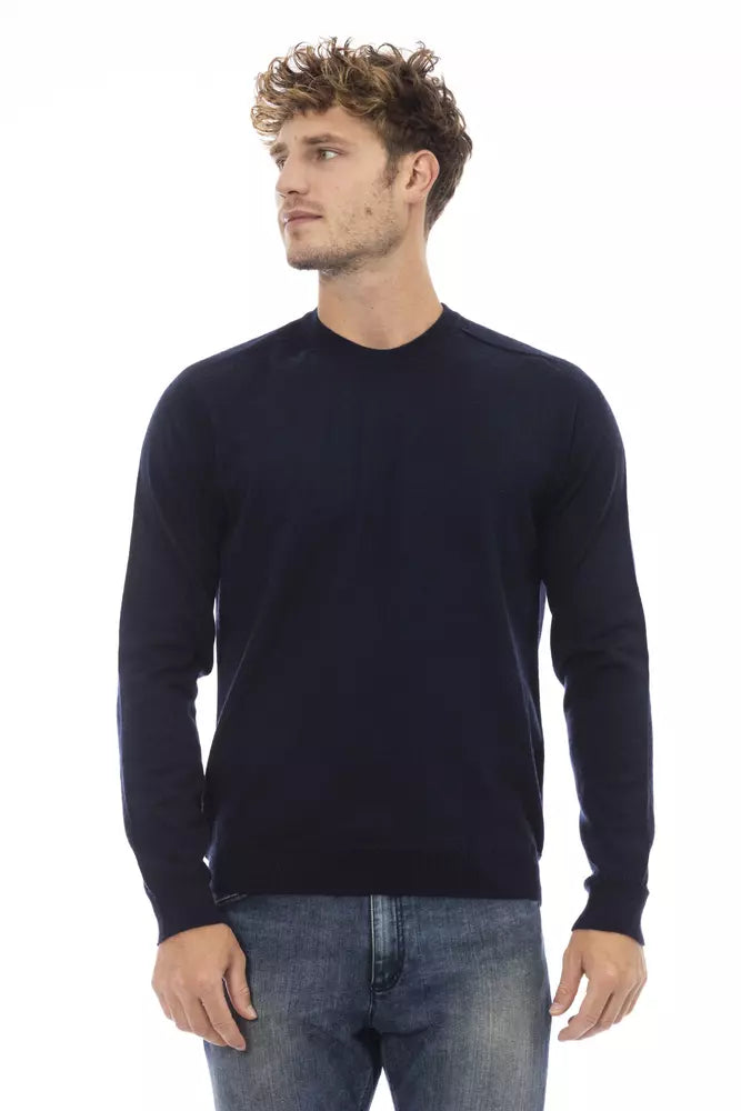 Alpha Studio Pull à col rond bleu élégant pour homme