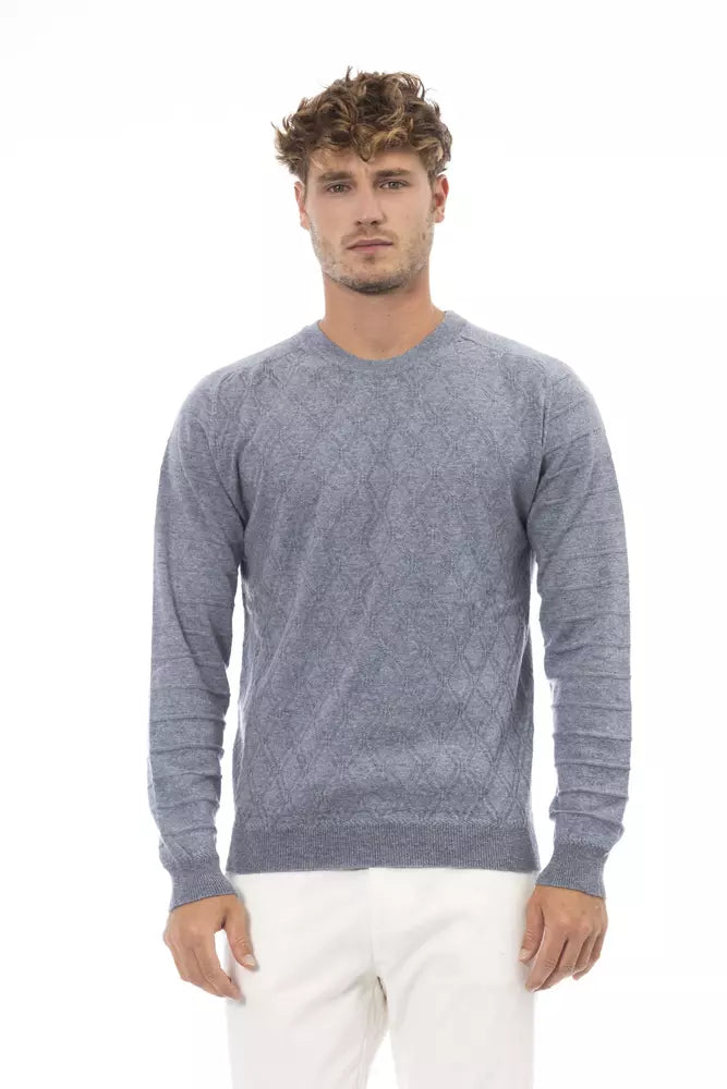 Alpha Studio élégant pull à col rond bleu clair