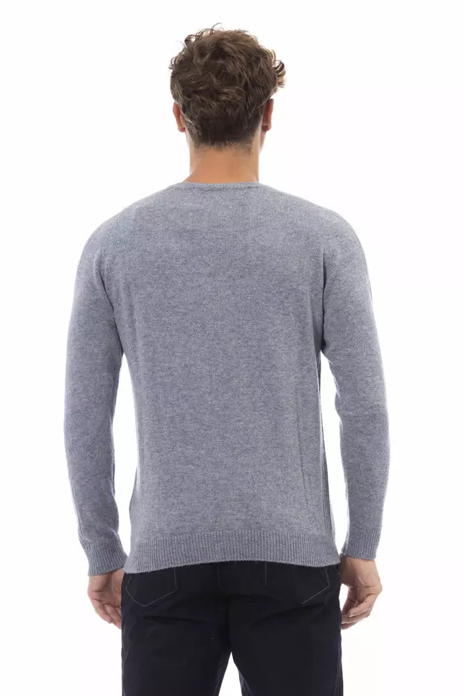 Alpha Studio élégant pull à col rond bleu clair